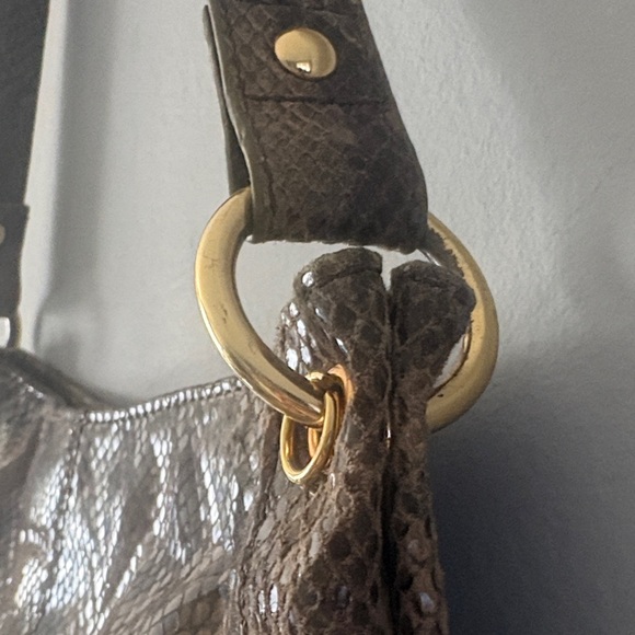 Perlina Tan and Brown Snakeskin leather Shoulder Bag - Picture 5 of 9